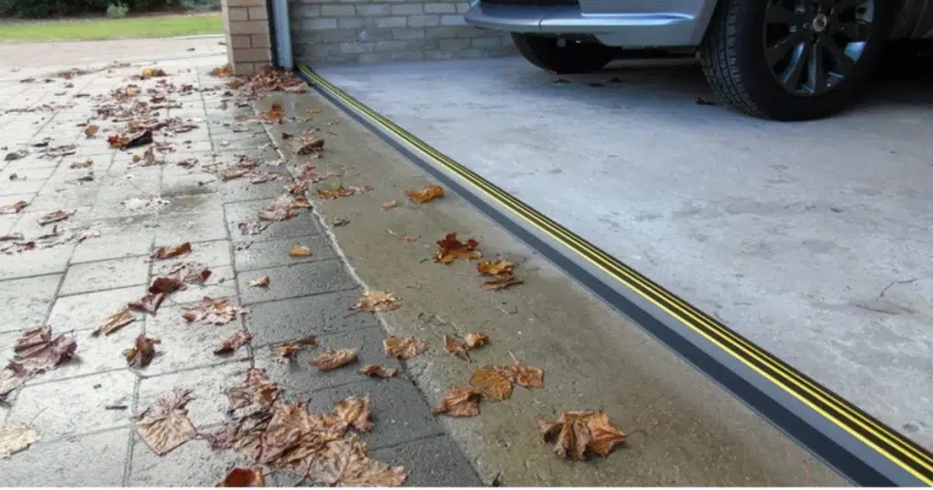 Garage seal blocks leaves and keeps floor dry.